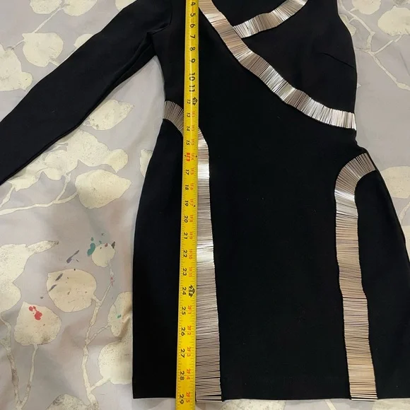 Chic Asymmetrical Black Dress with Silver Accents by Functional - Picture 3 of 6